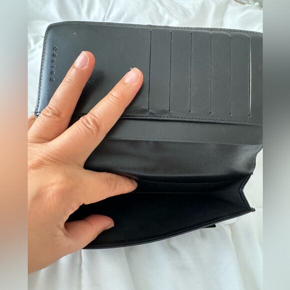 Vintage Celine Macadam Brown Coated Canvas Long Wallet 7x3 Designer‎ Classic - Picture 3 of 9